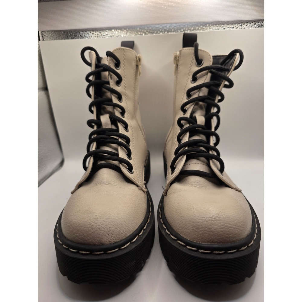 Sincerely Jules Harley Combat Boots Cream Beige Platform Lug Sole Mens 7 P2HRL10